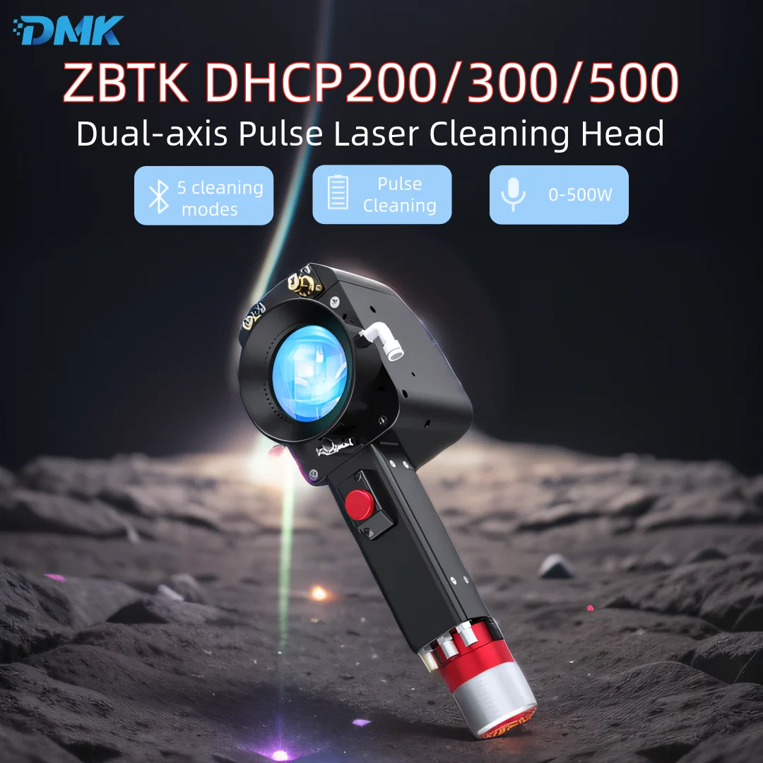 

ZBTK DHCP200 DHCP300 Double Axis Pulse Handheld Laser Cleaning Head DHCP500 Double Swing Cleaning Gun For Metal Wood Clean