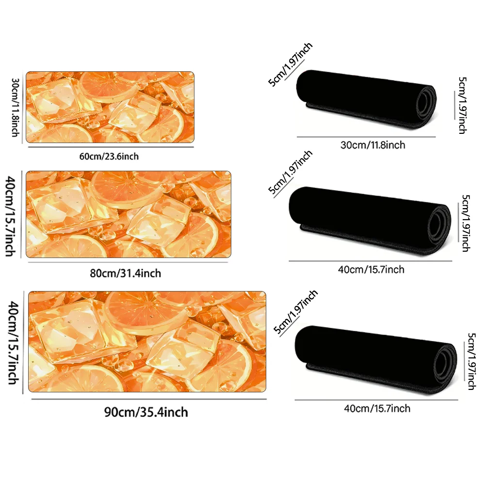 Alas Mouse Es Oranye Aksesori Meja Besar Alas Meja Alas Mouse dengan Dasar Karet dengan Tepi Jahitan Alas Keyboard Anti Selip untuk Teman