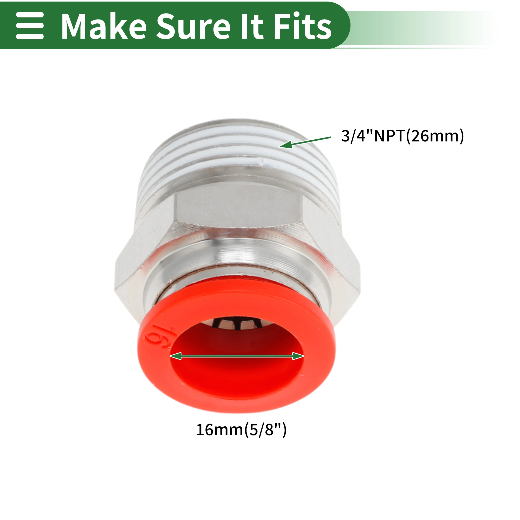 

UXCELL Push to Connect Воздушные фитинги 5/8 "наружная резьба Воздушная линия Быстрый соединитель Пластик Никелированная медь 3/4" NPT 5 шт. Красный