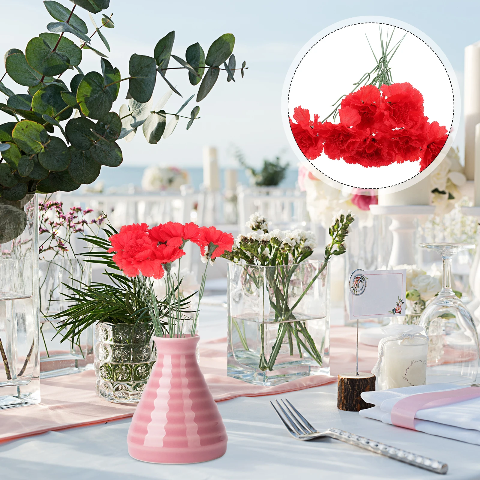 

7 Branches Carnation Artificial Flowers Artificial Bouquet Bouquet Simulation Faux Plants Decor Home Party Office Lifelike