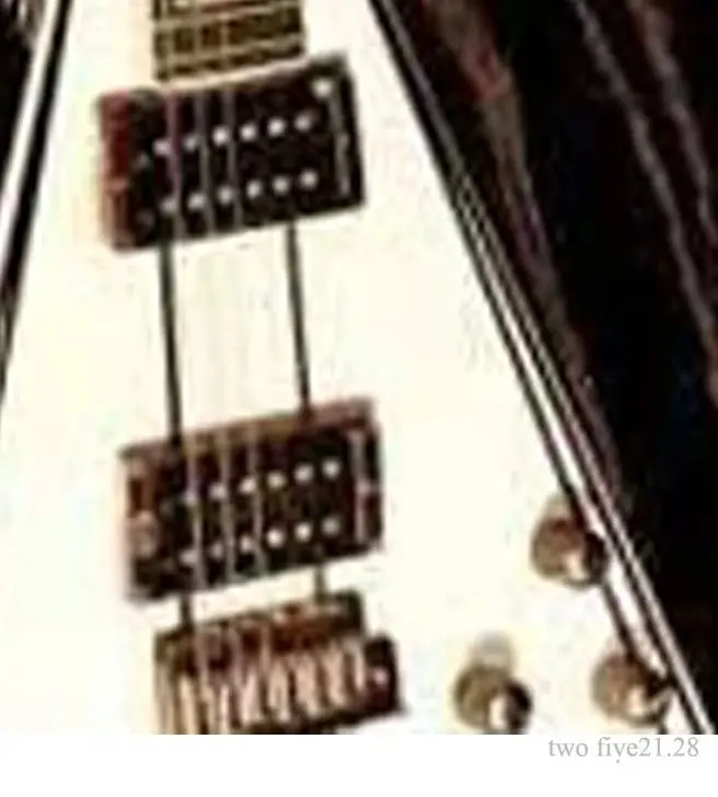 Bright white finished electric guitar , neck-thru build, RR2 contour geometric triangle tail design