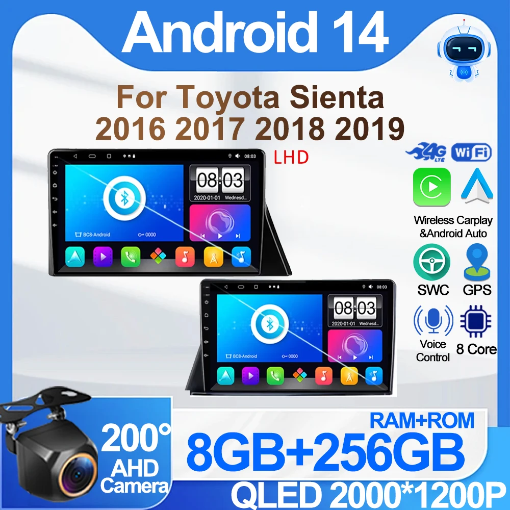 

Android Radio For Toyota Sienta 2016 2017 2018 2019 Stereo Head Unit Carplay Bluetooth Mirror Link GPS Navigation 8 Core Wifi 5G