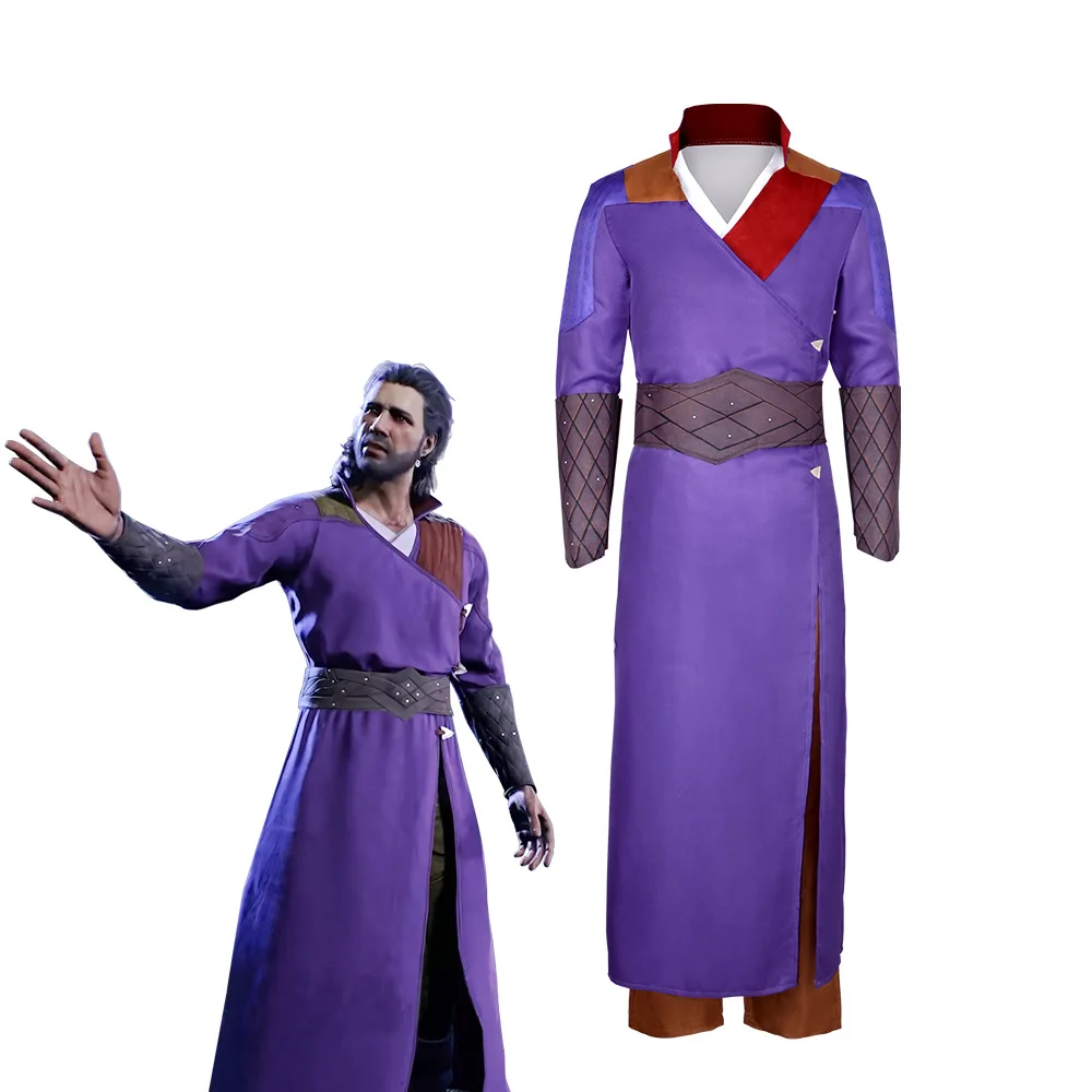 Gale Cosplay Costume Baldurs Gate 3 Uniform Purple Suit Men Outfits for Halloween Carnival