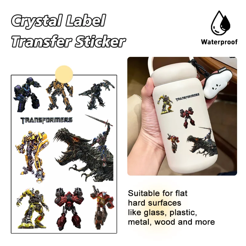 Stylish Transformers Crystal Sticker Easy Peel UV DTF Decal For 16oz Libbey Cups Multipurpose Decor For Smartphone Glass