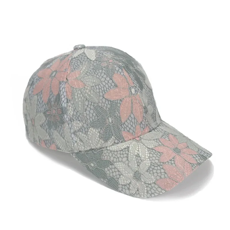 Fashion Mesh Breathable Adjustable Women Lace Flower Baseball Caps Adult Outdoor Sports Cap Unisex