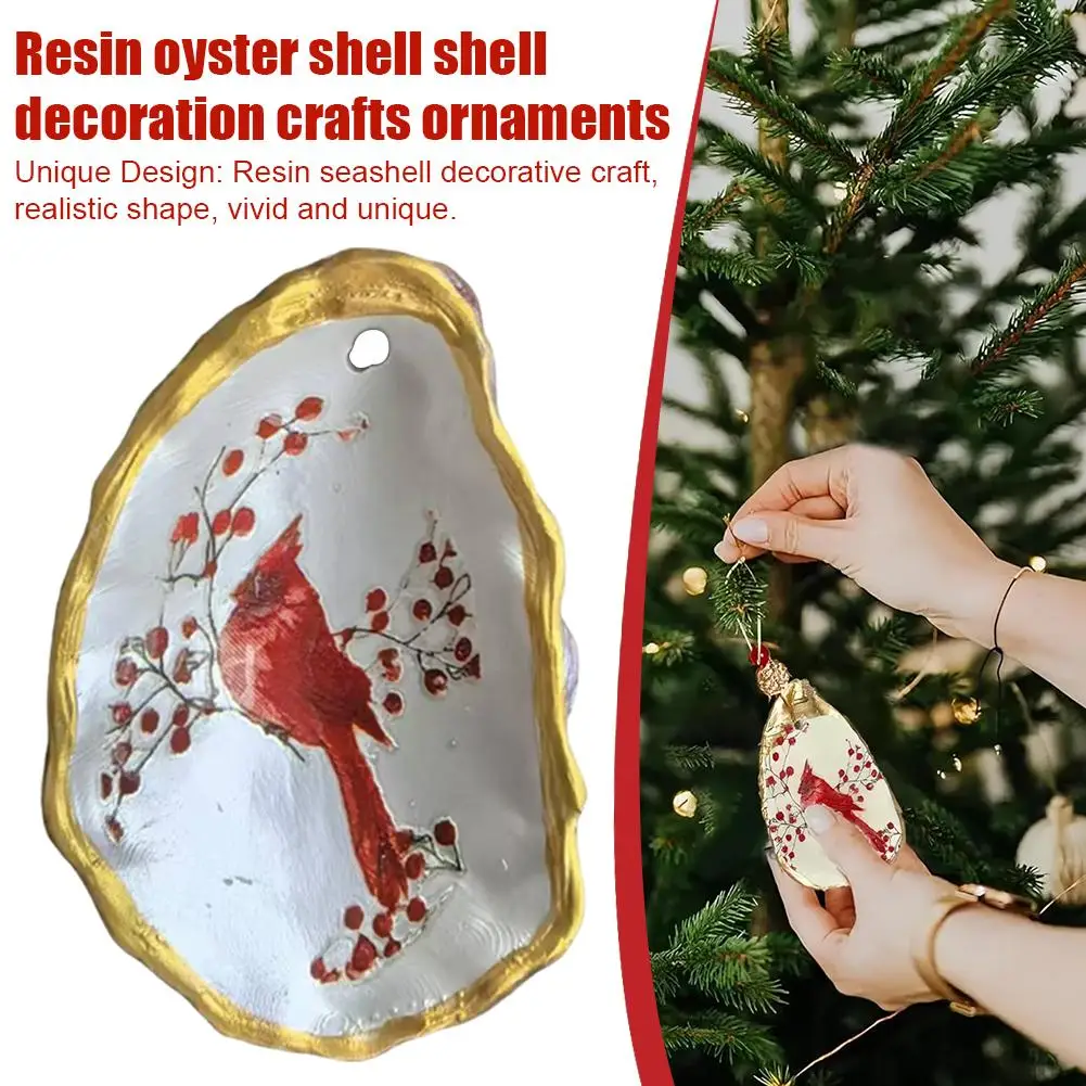 Handmade Oyster Shell Christmas Ornament Resin Oyster Shell Xmas Ornament Hanging Pendants For Christmas Tree C7D4