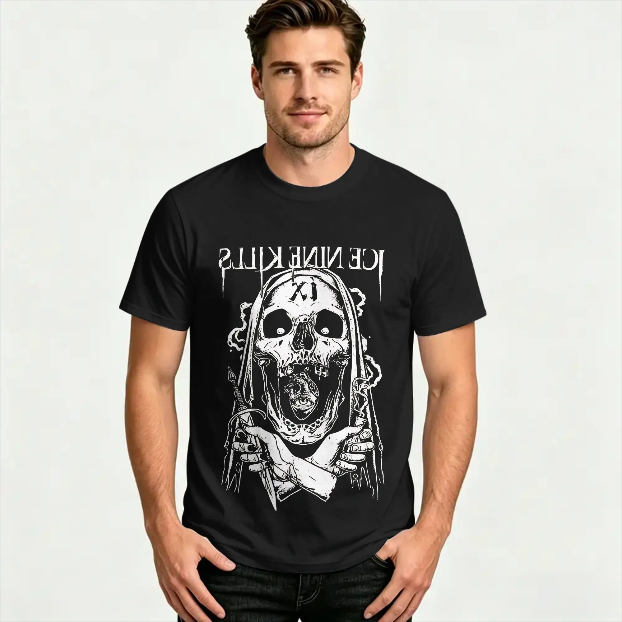 Vintage T-Shirt Summer Ice Nine Kills Trendy Cool T Shirts  Cotton Tee Shirt for Men Y2K Funny Big Size Short Sleeve Tees