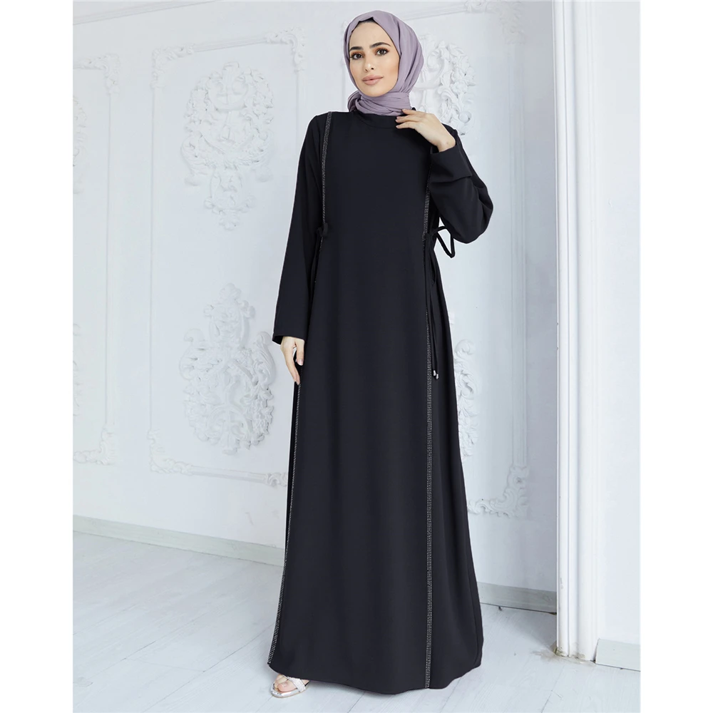 Dubai Women Modest Abayas Maxi Dress Eid Djellaba Turkey Muslim Kaftan Ramadan Long Sleeve Arabic Robe Jalabiya Islamic Clothing