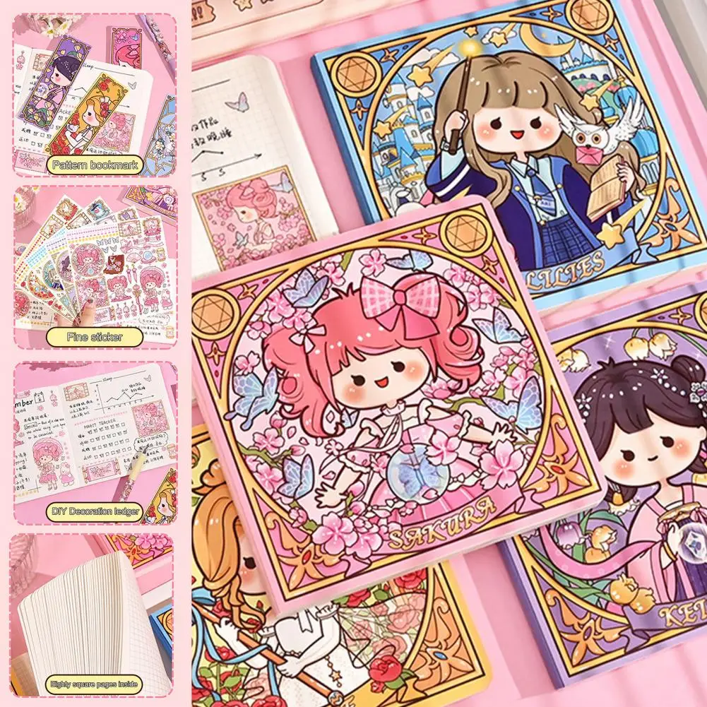 1セットのステッカー付きノートブックセット,ブックマーク,女の子のための花,風,高価値,ノートブック,文房具