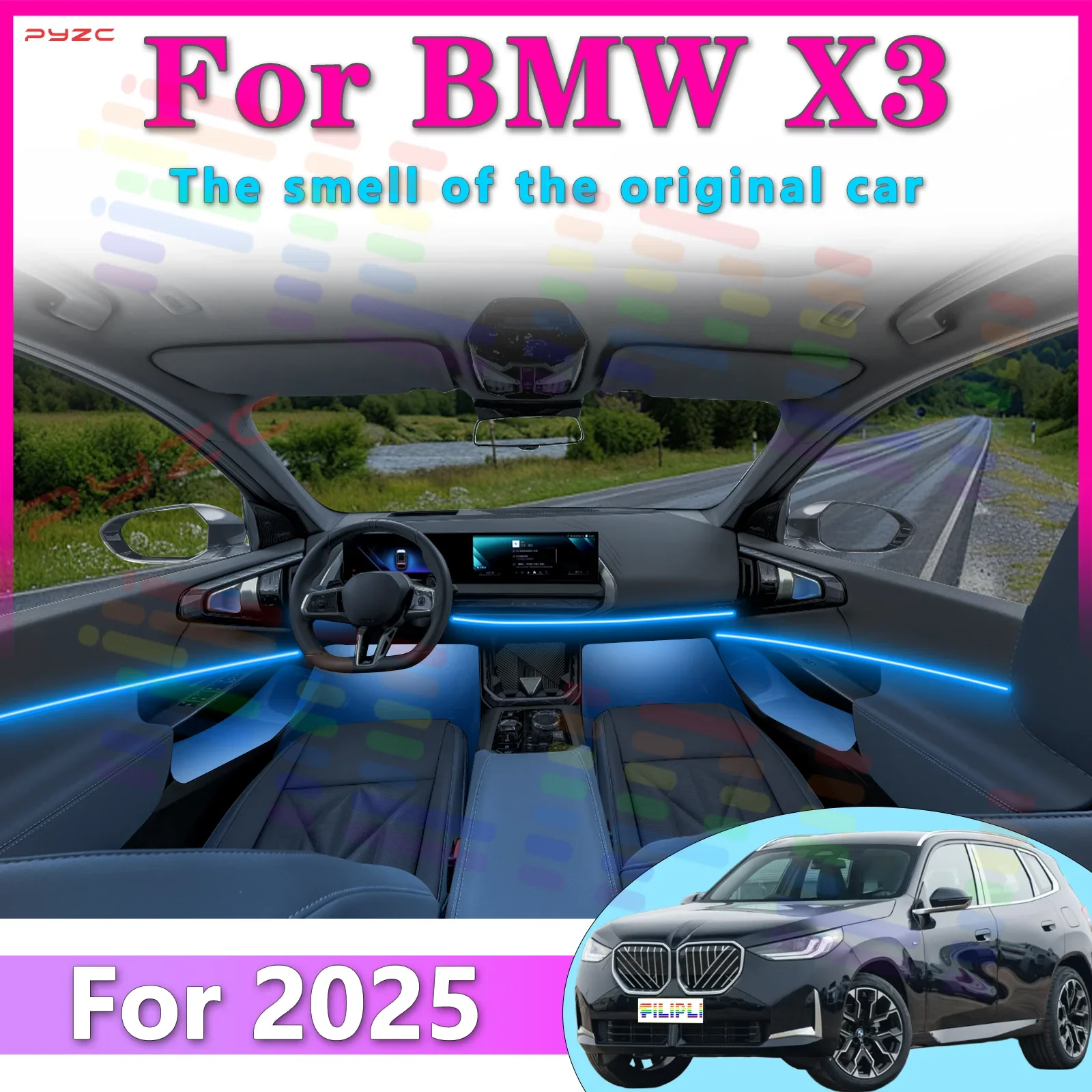 

For BMW X3 G45 Acrylic LED Light Strip 64Color with APP and Multiple Modes for Interior Enhancement and Driving Comfort