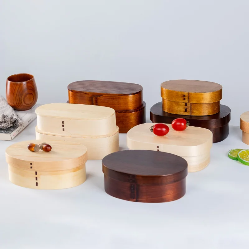 Wooden Bento Box Food Container Lunch Box Japanese Style Sushi Box Kitchen Tableware Accessories Portable Natural Material