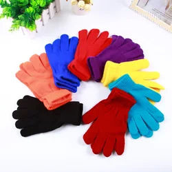 Guantes de lana de punto para hombre y mujer, manoplas de dedo completo de Color sólido, calentador de manos, guantes gruesos para ciclismo, Invierno