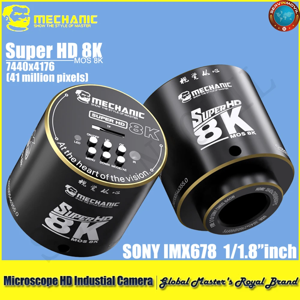 MECHANIC MOS 8K Microscope Camera SONY IMX678 41MP 6X Zoom 8K Full HD Type C Fast Transfer Photo Video Multi Language Black Gold