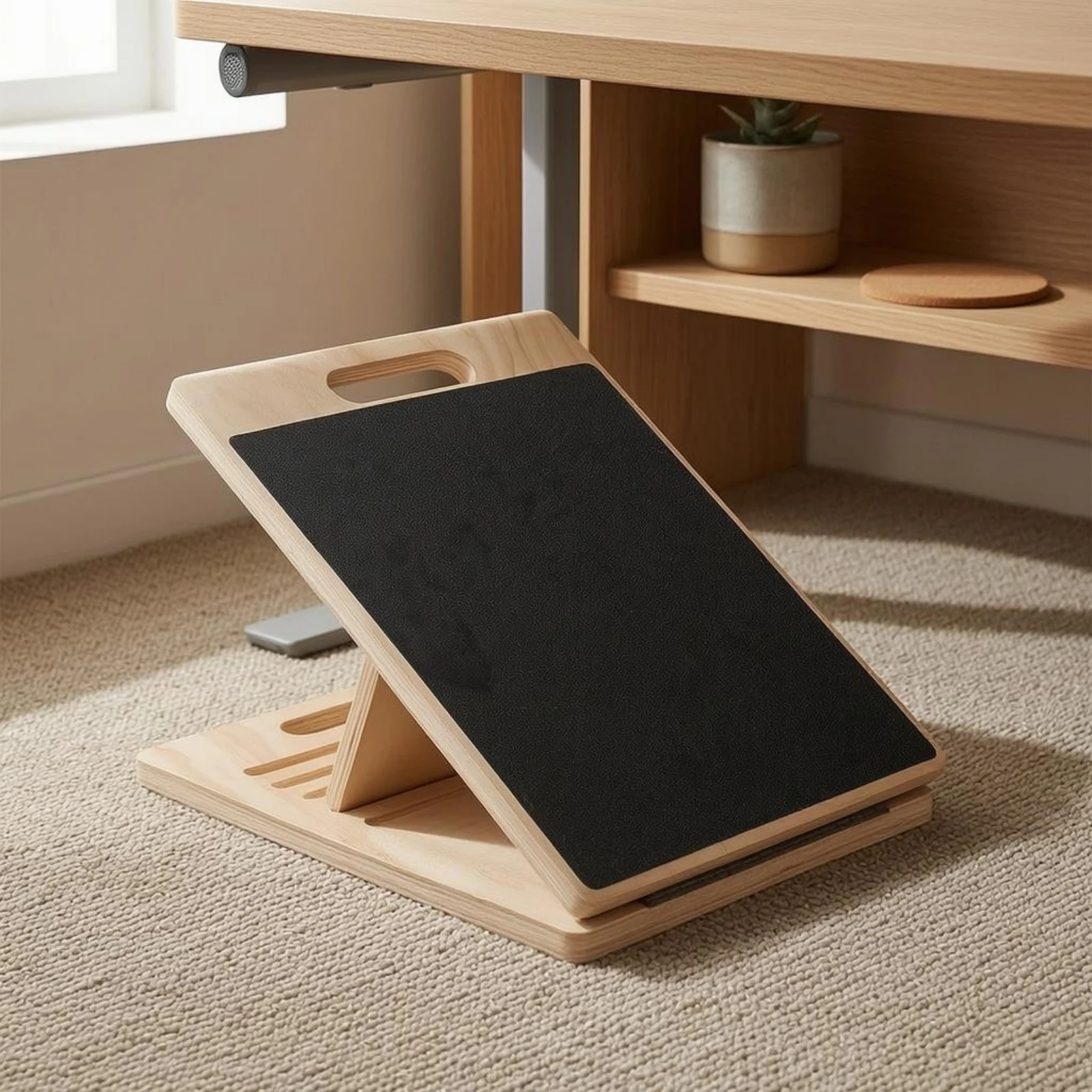 Planche d'étirement inclinée en bois robuste, pour étirement des mollets, planche d'équilibre stable pour les pieds, et appareil d'entraînement pour la force des chevilles