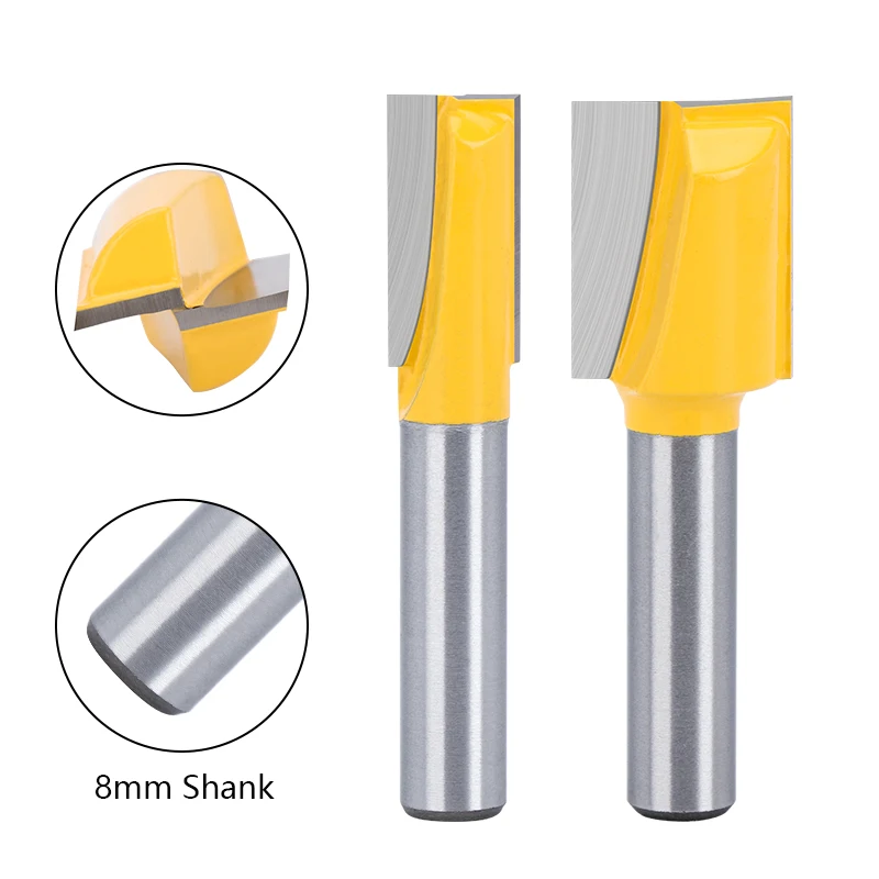 HAMPTON Fräser, 8 mm Schaft, bündiger Fräser, 8/9,5/12/16 mm Durchmesser, 2 Nuten, gerader Fräser für Holzbearbeitungswerkzeug – Detail 7