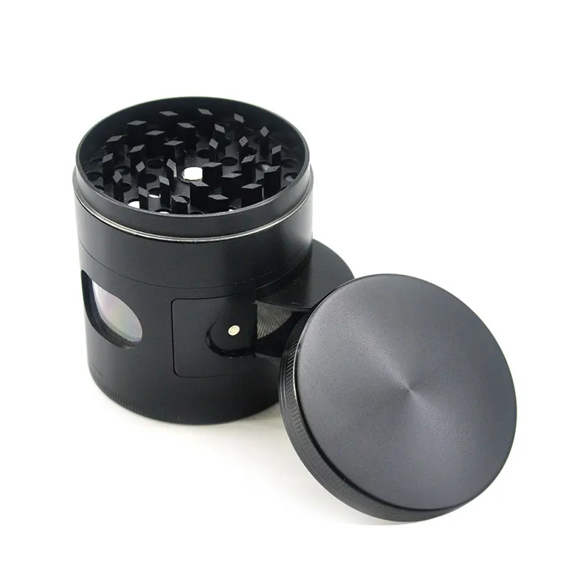 Special Windows Smoke Grinder Zinc Alloy Manual Herb Spice Crusher with Tobacco Box Filter 4 Layer 60MM Mill Smoking Accessories