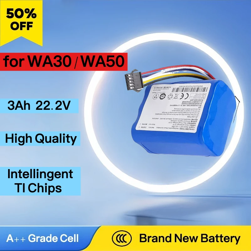 

НОВЫЙ 22,2 В 3000 мАч для робота-уборщика Ecovacs WA30 WA50 WA30/WA50, аксессуары для аккумуляторов S07-LI-222-3000, перезаряжаемые батареи