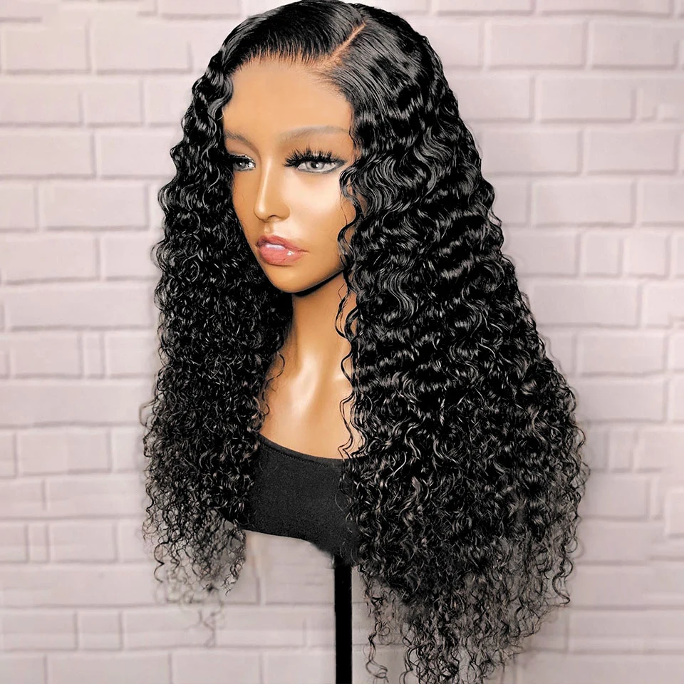 Soft 180Density 26Inch Preplucked Natural Black Kinky Curly Long Deep Lace Front Wig For Women With Baby Hair Glueless Daily