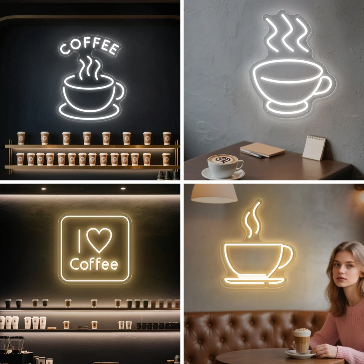 Coffee Shop Neon Sign For Wall Decor Led Acrylic Room Decoration Home Cafe Milk Tea Dessert Shop Restaurant Dimmable Logo Sign