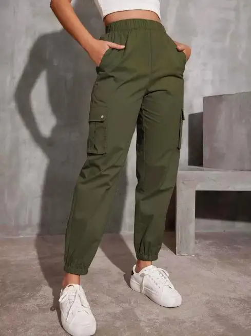Sports Pants Solid Color Multi Pocket Casual Work Pants for Women Spring & Autumn New Fashion Women's Personalized Trousers