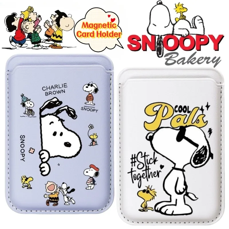 

Новый товар Snoopy для фильмов и телевидения, персонализированный креативный чехол для телефона с магнитным держателем для карт и карманом для карт с креплением на спине, подарки