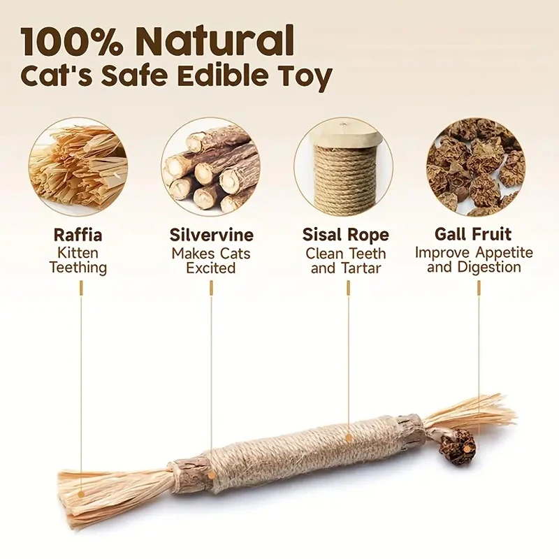 1/3 pcs cat toy silver vine branch kitten snack interactive sports pet clean teeth toy! Cat Grinding Stick Toy Polygonum