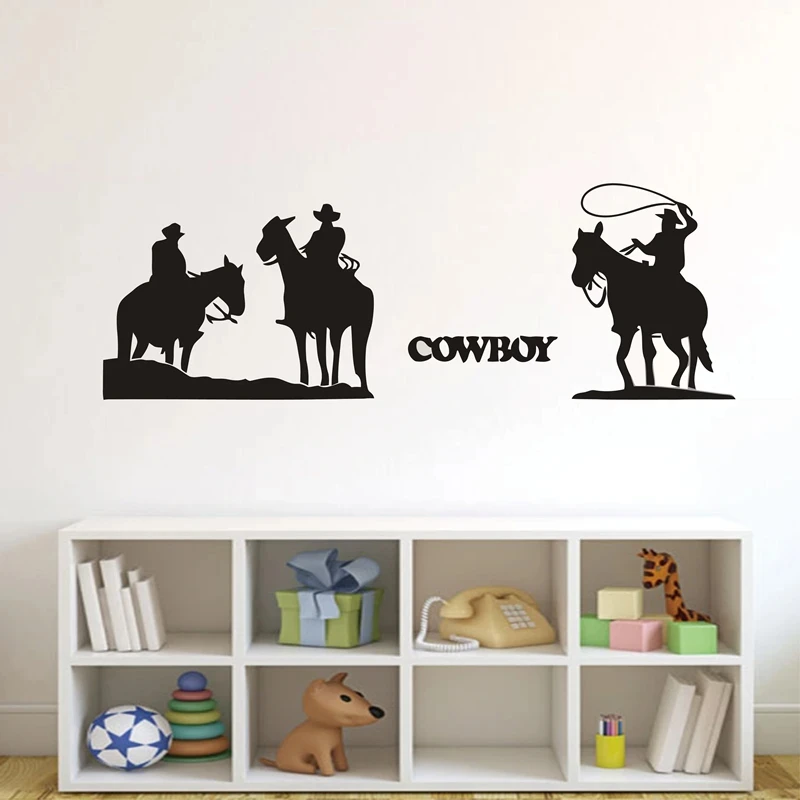 Gratis Verzending Western Cowboy Paard Muurstickers Decal Di