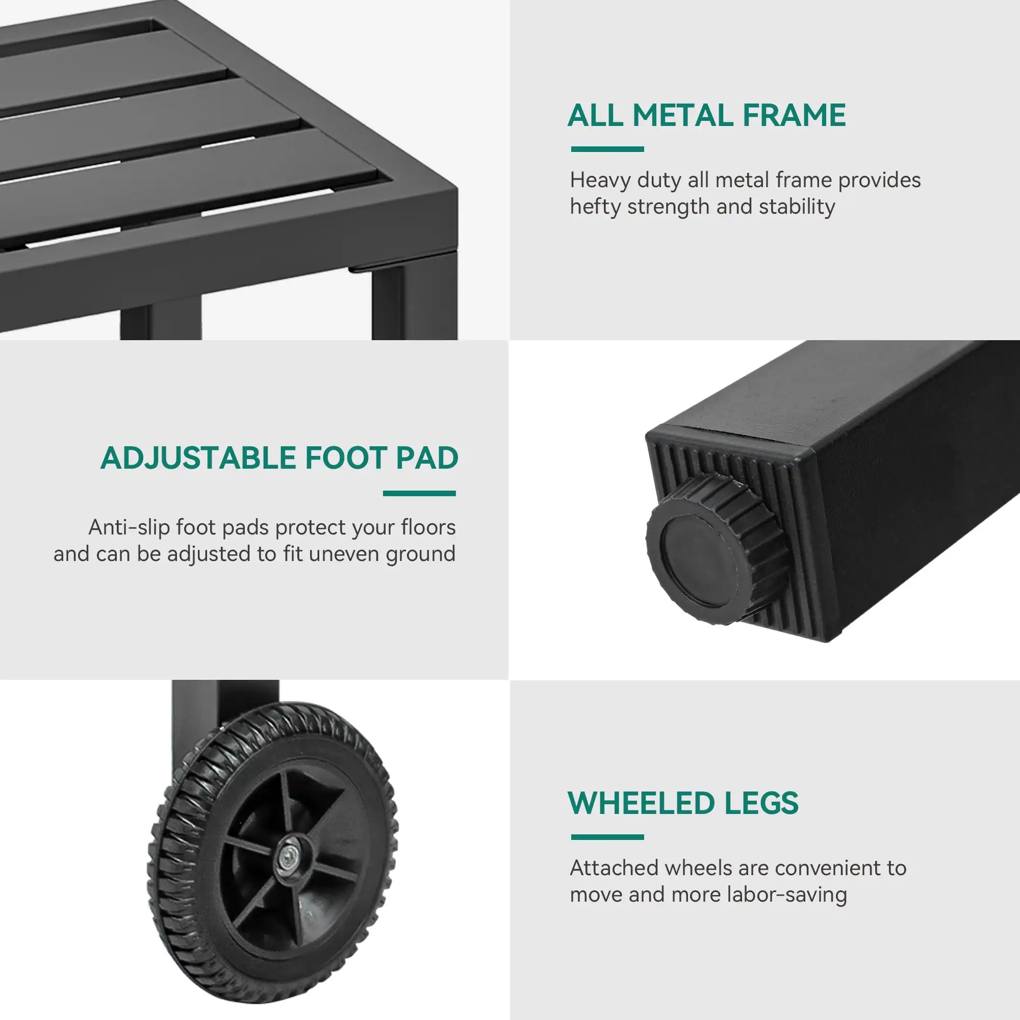 Outdoor Tall Table, 39" Slim Bar Table, Sturdy Bar Height Table for Terrace, Veranda, Backyard, Pool Area, Black