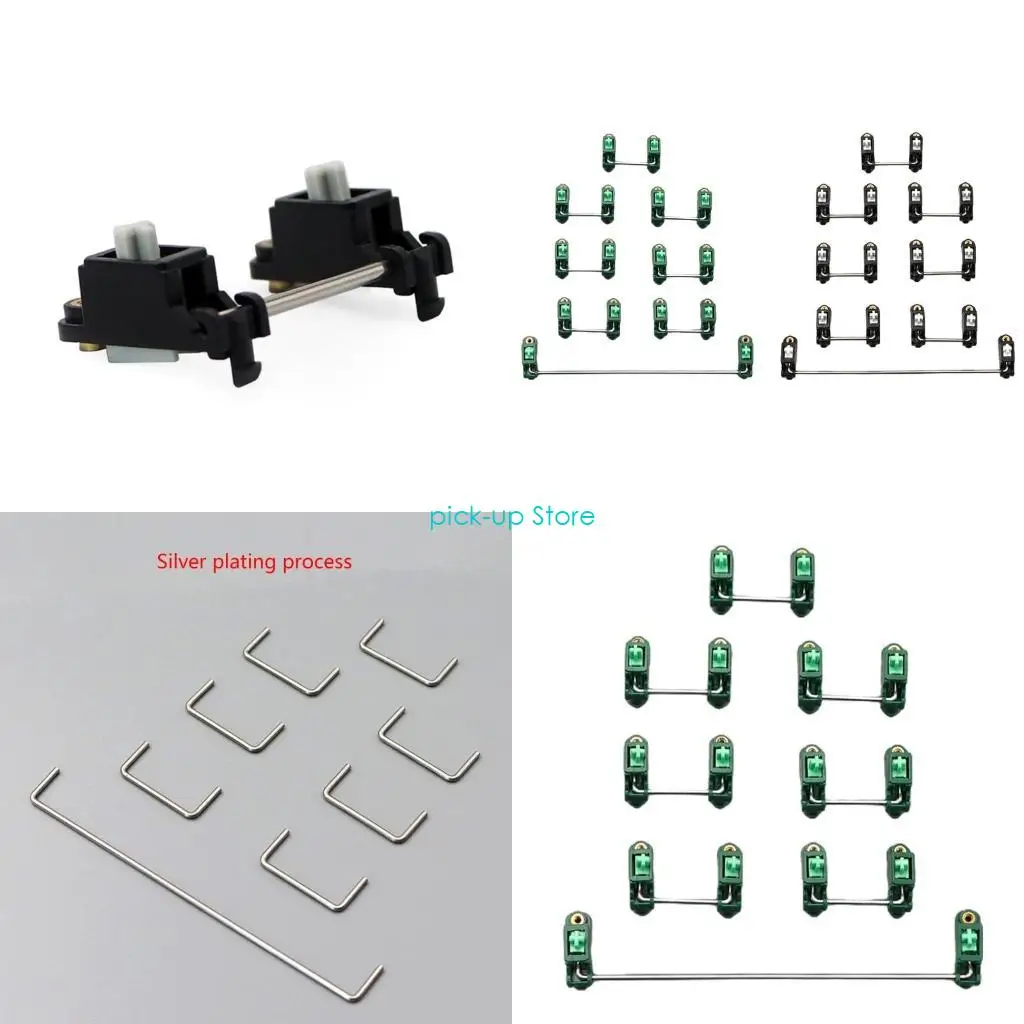 

Q5WA Mechanical Keyboard Stabilizers Switches Gold Plated Mounted 6.25U 2U for 61 104 108 Keys Plate Mounted Stabilizer