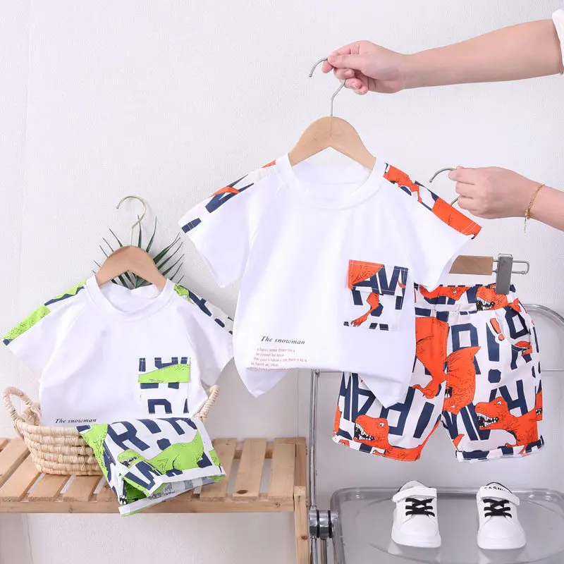 New Summer Baby Boy Kids Clothes Letters Children Clothing Suit Tops Short-sleeve T-shirt Pants 2pcs/set Sport Infant Clothing