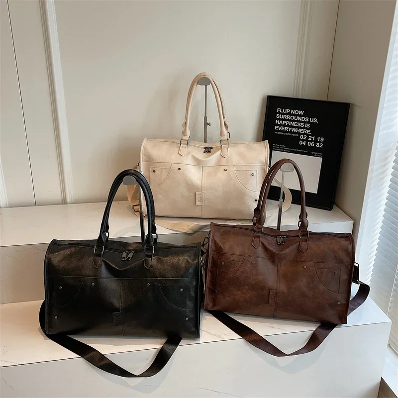 موضة بولي PU حقائب السفر سعة كبيرة جودة عالية الصلبة شعبية الخياطة الموضوع النمط الكلاسيكي حقيبة سفر للنساء 2026 جديد #5