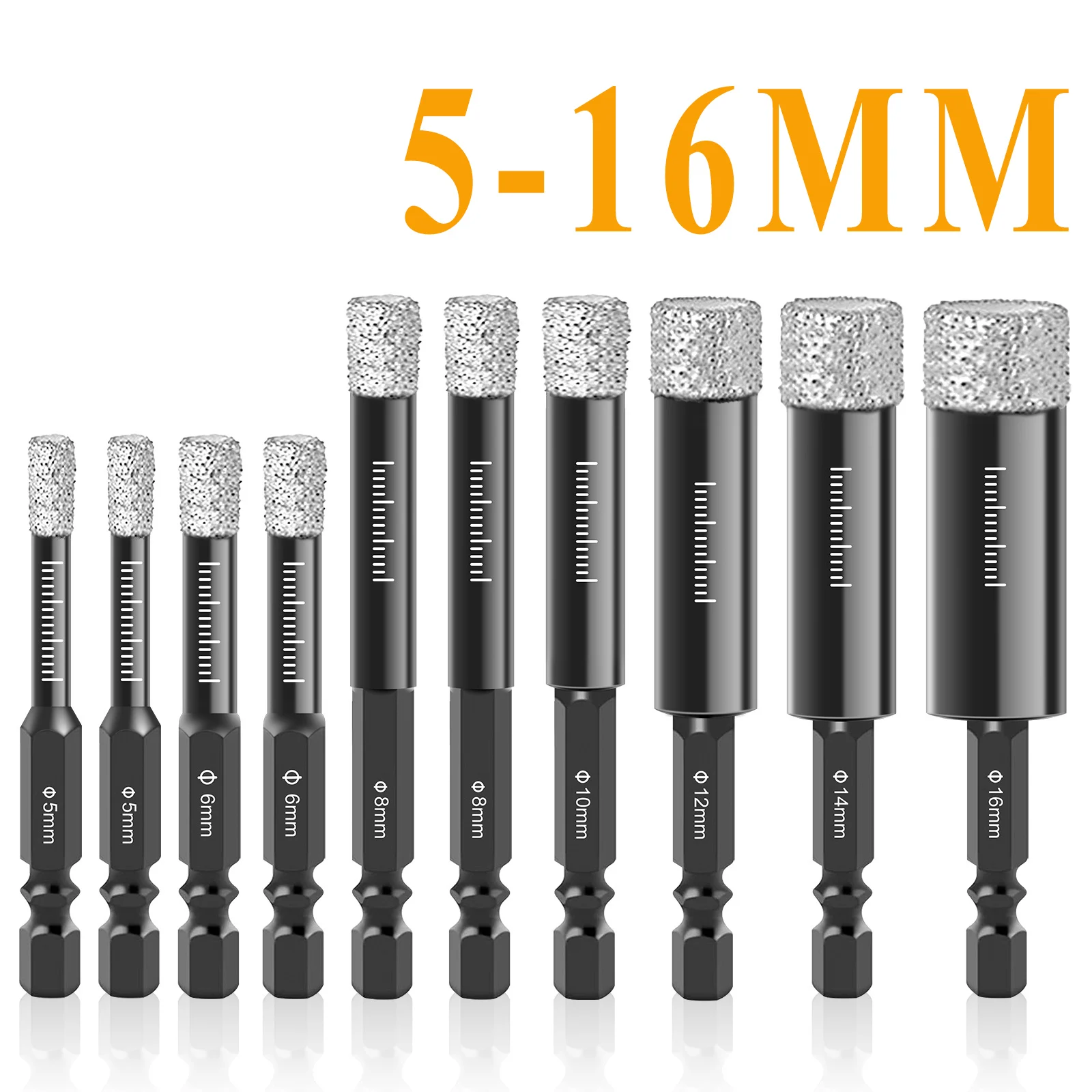 

Dry Diamond Drill Bits Set for Granite Ceramic Marble Tile Stone Glass Hard Material Hex Shank Masonry Hole Saw Drill Bit 5-16mm