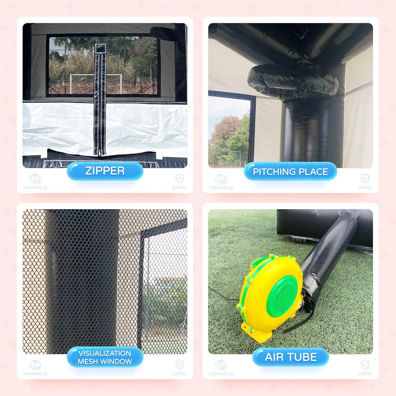 Maison de rebond gonflable noire et blanche de qualité commerciale, 13x10 pieds, pour location de fête, château gonflable d'halloween pour anniversaire d'enfants