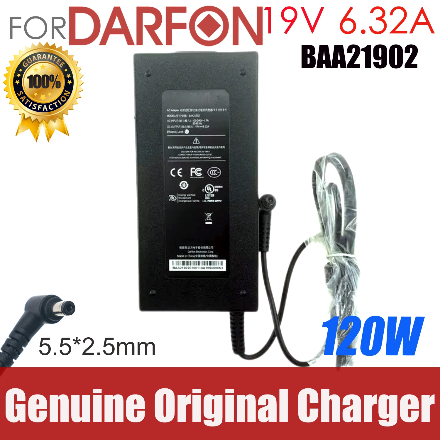 

Genuine 19V 6.32A 120W BAA21902 DARFON AC Adapter Power Supply For XGIMI Projector XG08X NEWZ6X Por Z7X Charger