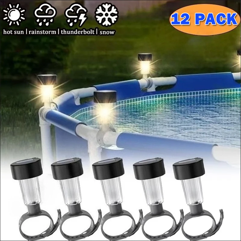 

1-12PCs Swimming Pool Solar Lamps, Waterproof Solar Lamps, Outdoor Swimming Pool Fence Decoration, Swimming Pool Accessories