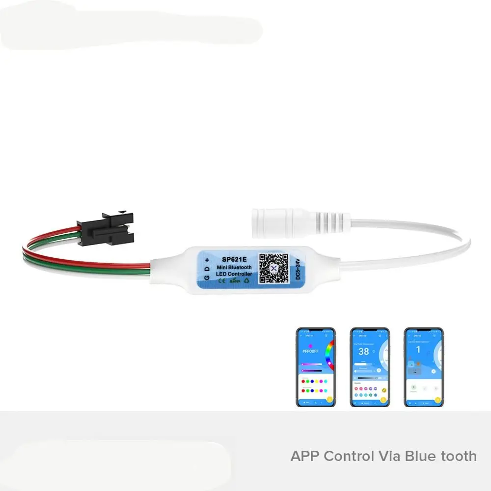 Piexls Music Bluetooth App Controller Addressable SP621E Light Controller 3 PIN DC5-24V for WS2812B WS2811