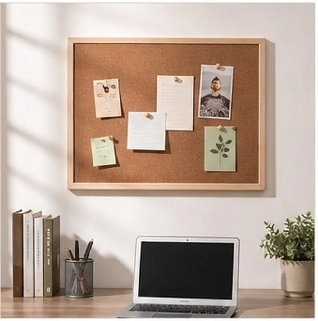 Tableau d'affichage en liège 40x30cm, cadre en bois, tableau d'affichage mural, surface en liège naturel pour une organisation efficace au bureau ou à la maison