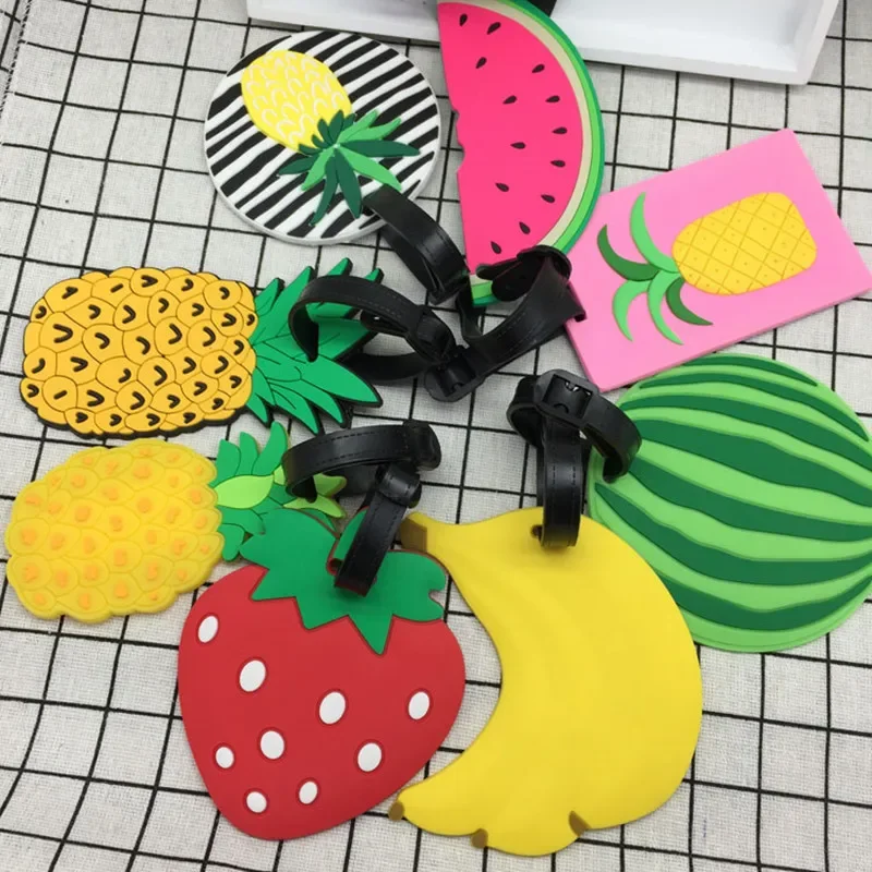 

Fruit Cartoon Silicone Luggage Tag for Women/Men Suitcase ID Address Holder Boarding Tag Portable Label Travel Accessories