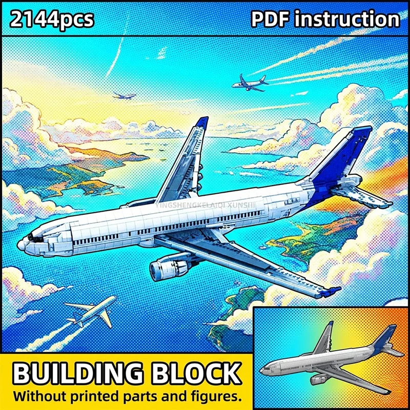 

MOC White & Blue Tail Commercial Jet Airliner Aviation Display Passenger Plane Block Model