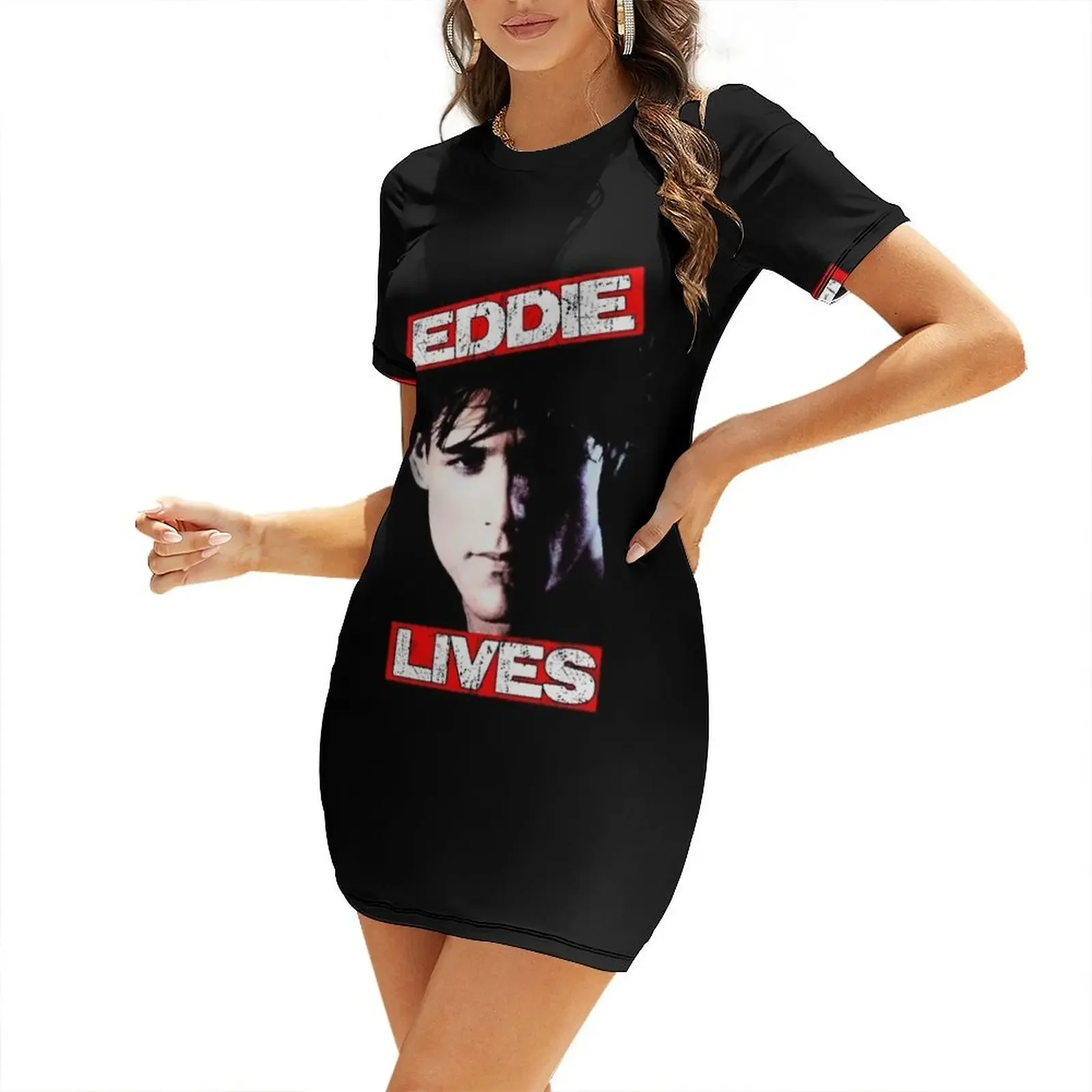 

Eddie Lives Eddie and Movie The Cruisers Michael paraa Eddie Wilson Short-Sleeved Dress prom dress evening dresses women Dress