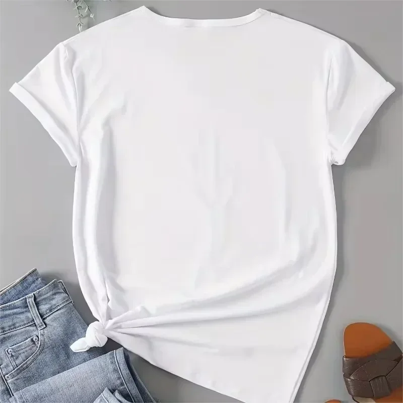 Creativity Luxury for Women's High-Quality Summer Printing Cotton Cozy T-shirt Casual Oversized Personality Sleeve O-neck Tees