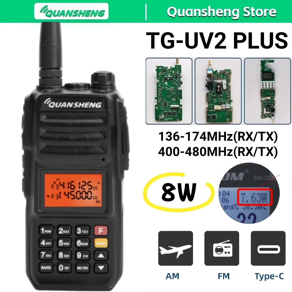 

Quansheng TG-UV2 Plus Talkie Walkie 10 Вт Радио рация 4000 мАч Высокая емкость UV-2 Plus Ham Radio Transceiver k58 k5