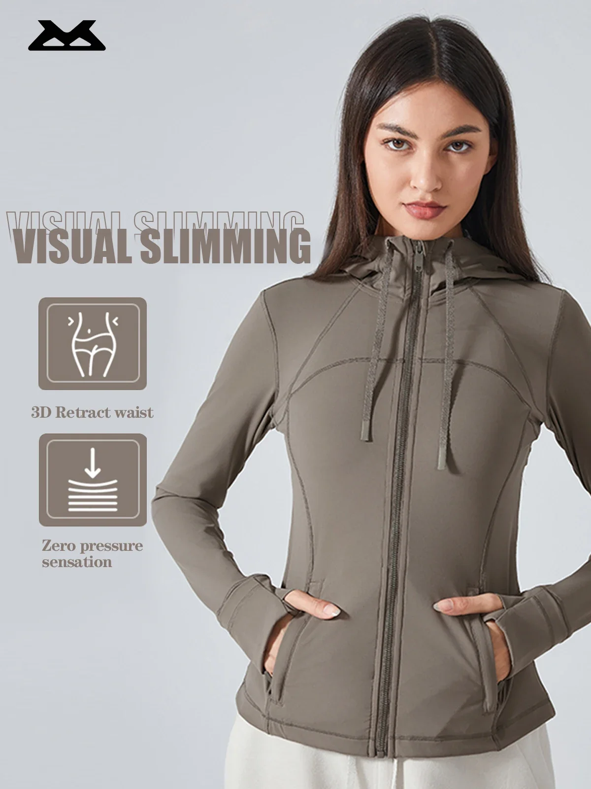 New Women's Sports Hoodie Jacket - Slim Fit Zip-up Stretchy Running, Yoga Outerwear