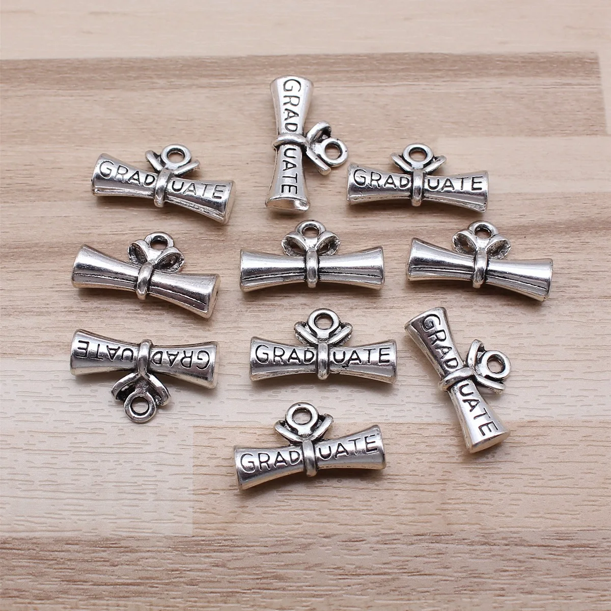 IFOCUS 10pcs/Lot Graduate Charms For DIY Jewelry Making Zinc Alloy 22x13mm/0.87x0.51inch