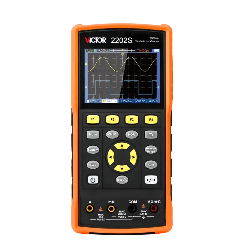 VICTOR osiloskop 2202S 2 saluran, tingkat pengambilan sampel Bandwidth 200 MHz 1 GSa/s Multimeter