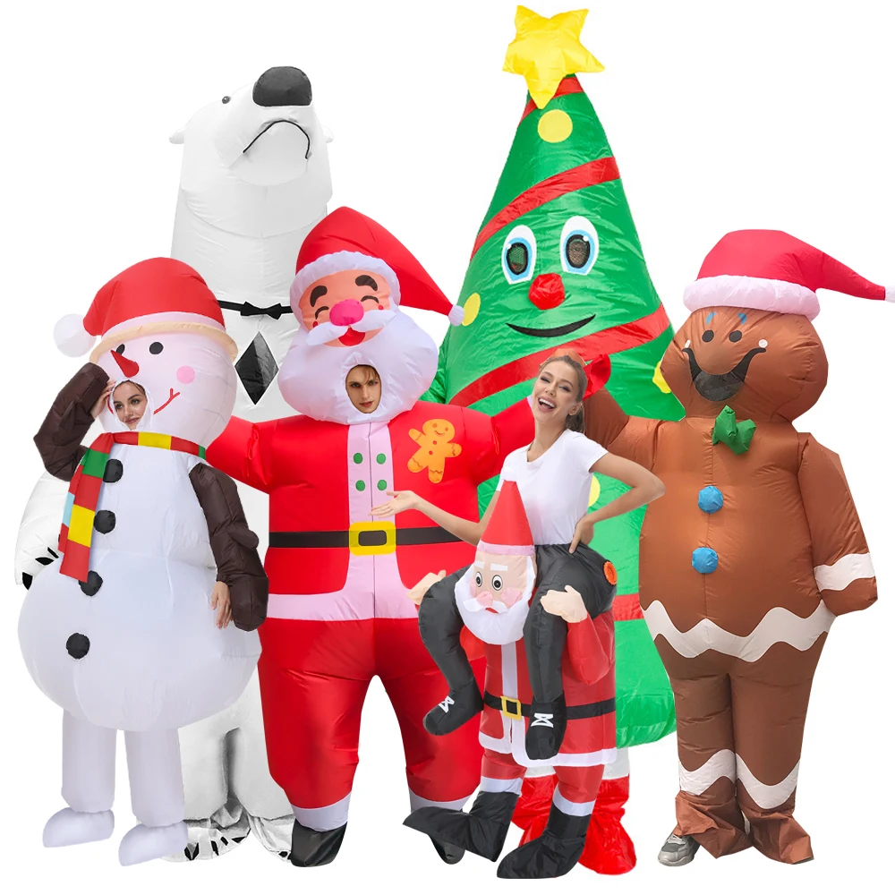 

Inflatable Santa Claus Christmas Tree Snowman Gingerbread Man Costume for Christmas Party Cosplay Inflated Garment