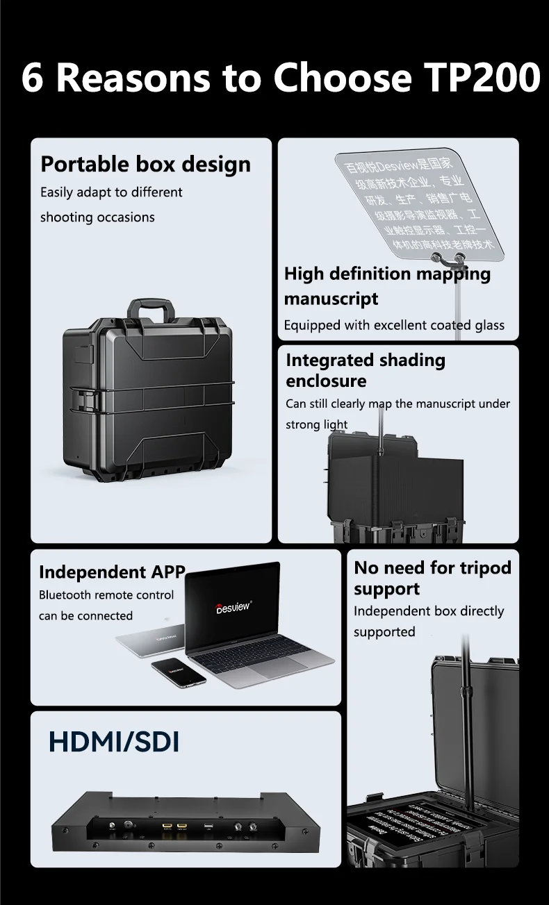 Bestview TP200 Big Screen Prompter 17Inch 1000Nits Professional Teleprompter for Dslr Ipad Smartphone Video Prompter