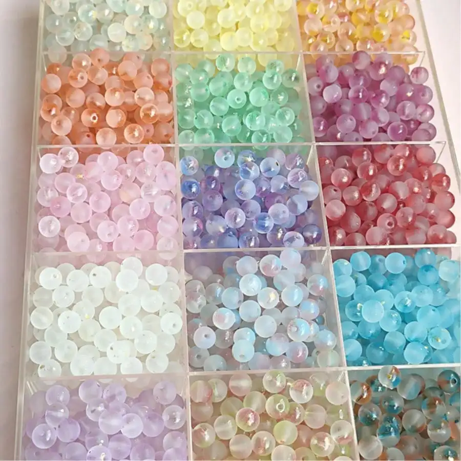 

50pcs, 100pcs, 200pcs Handmade Beads, 8mm Straight Hole, Gilded Frosted Round Beads, DIY Bracelet, Necklace, Ancient Style Accessories