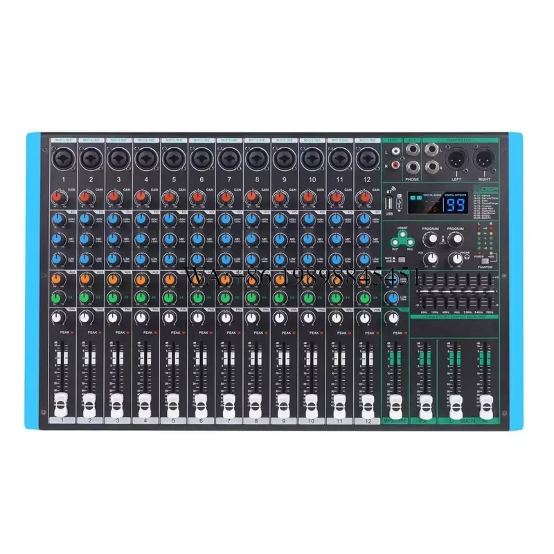WMWMNU Professional Audio Mixer 12-Channel 99DSP Effects Dj Controller/audio Console Mixer Recording Streaming Sound Card