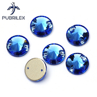 PUBRILEX 3200 Rivoli  Lt Sapphire 10mm 12mm Sew On Stones Needlework Crystal Applique Blue For Garment Accessories